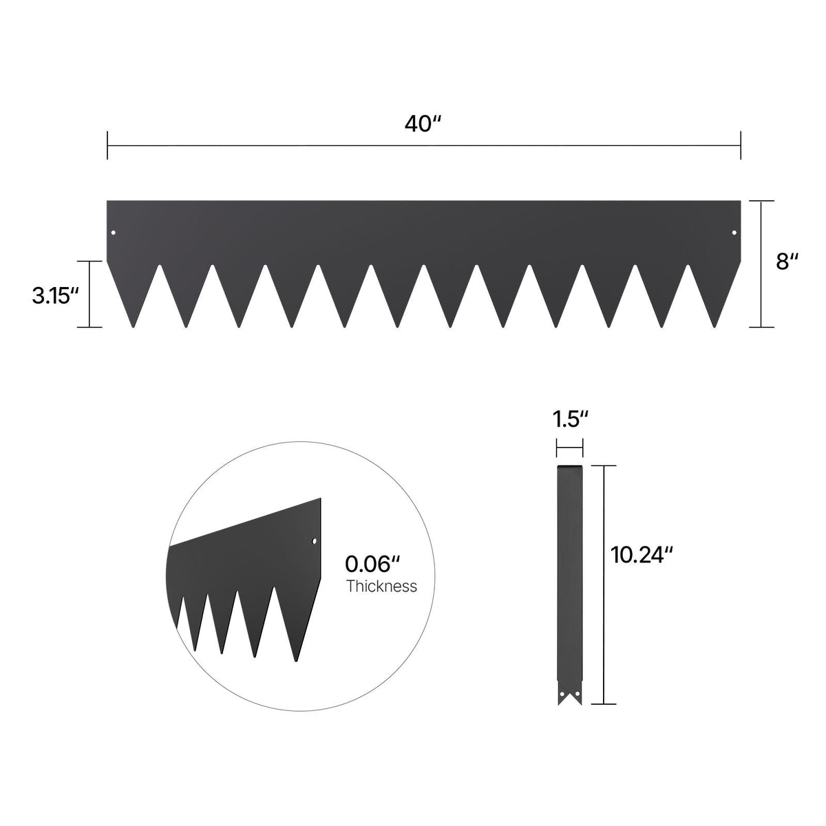 Steel Landscape Edging, 3 Packs 40 x 8 in Rust-Resistant Metal Landscape Edging, Bendable Garden Edging Border, Heavy Duty Lawn Edging, Easy-to-Install, Flower Bed Yard Pathway Divider Black
