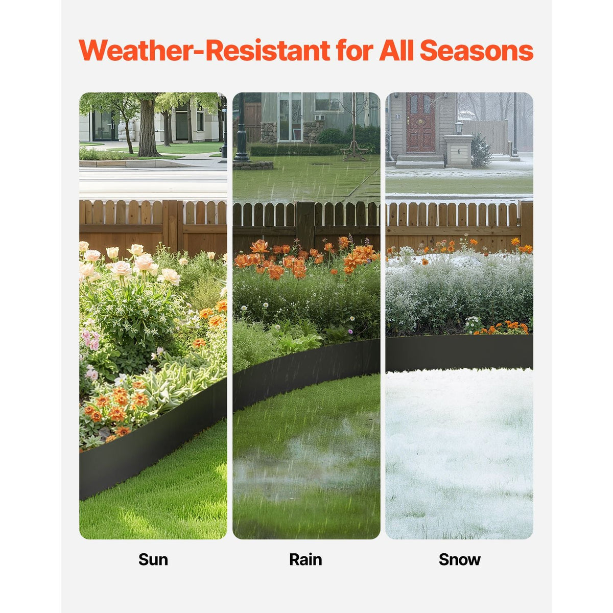 Steel Landscape Edging, 3 Packs 40 x 8 in Rust-Resistant Metal Landscape Edging, Bendable Garden Edging Border, Heavy Duty Lawn Edging, Easy-to-Install, Flower Bed Yard Pathway Divider Black