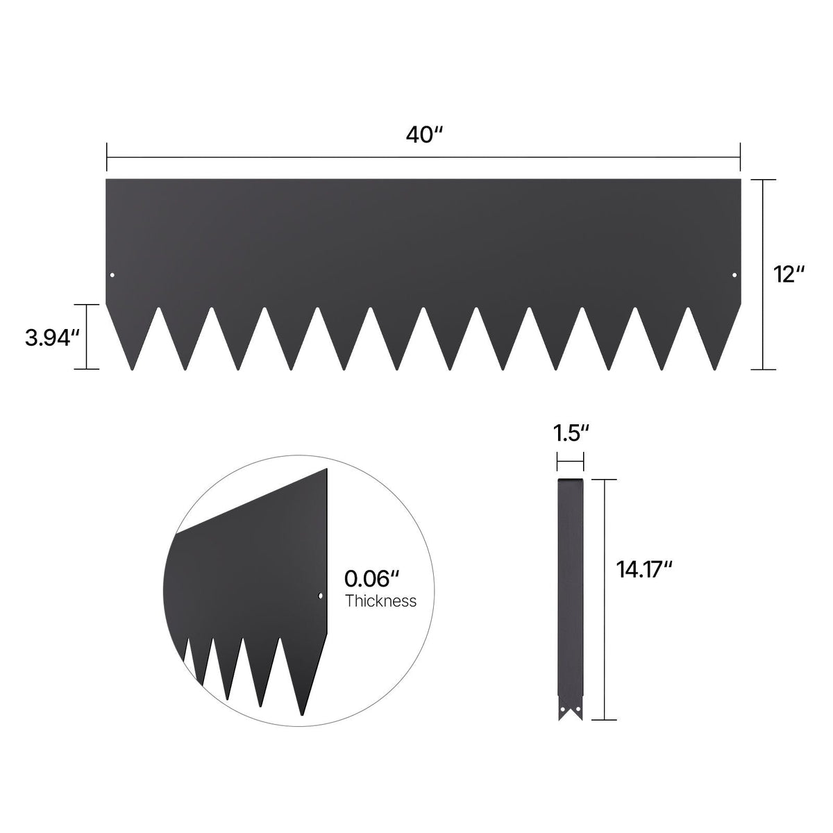 Steel Landscape Edging, 4 Packs 40 x 12 in Rust-Resistant Metal Landscape Edging, Bendable Garden Edging Border, Heavy Duty Lawn Edging, Easy-to-Install, Flower Bed Yard Pathway Divider Black