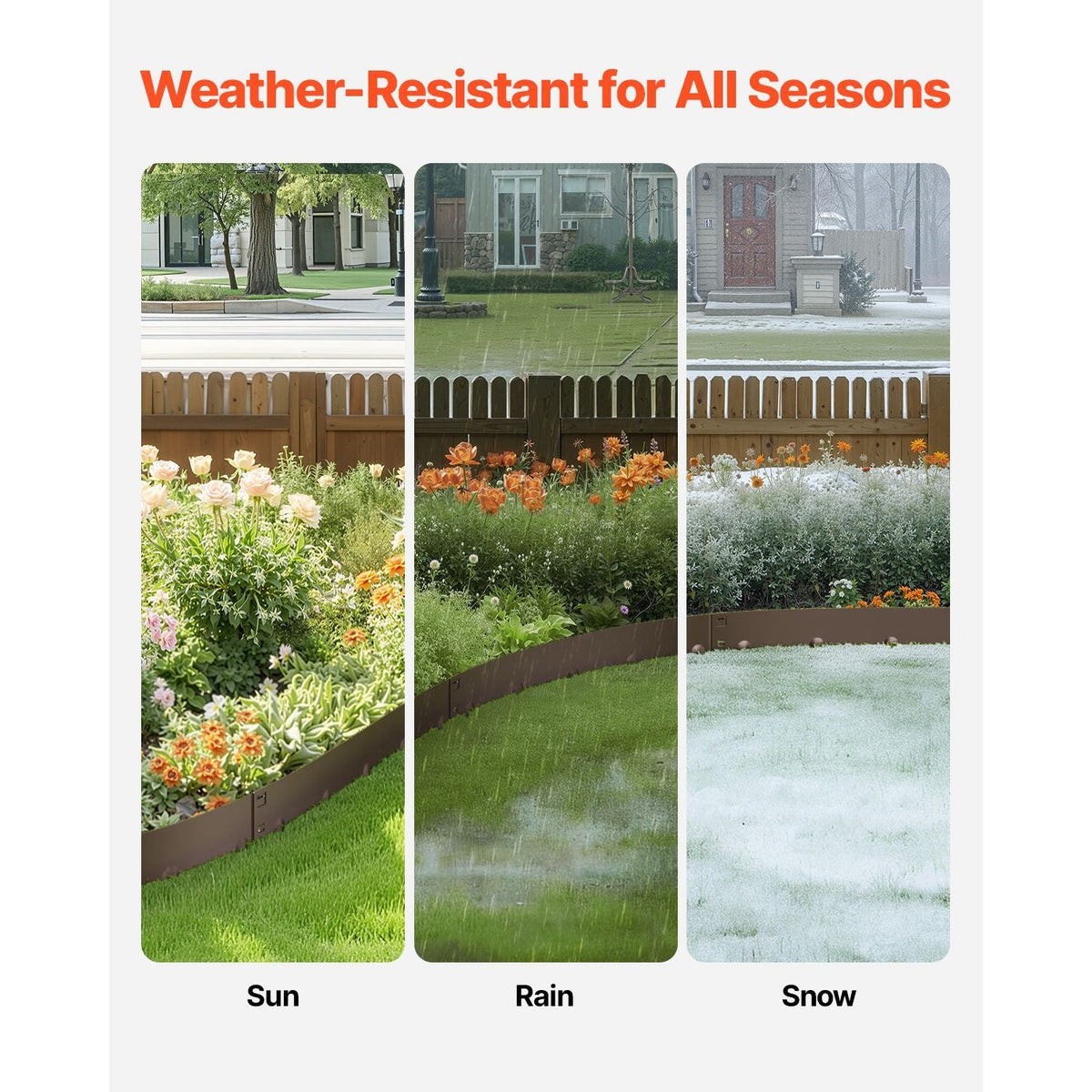 Steel Landscape Edging, 5 Packs 39 x 3 in Rust-Resistant Metal Landscape Edging, Bendable Garden Edging Border, Heavy Duty Lawn Edging, Easy-to-Install, Flower Bed Yard Pathway Divider Brown