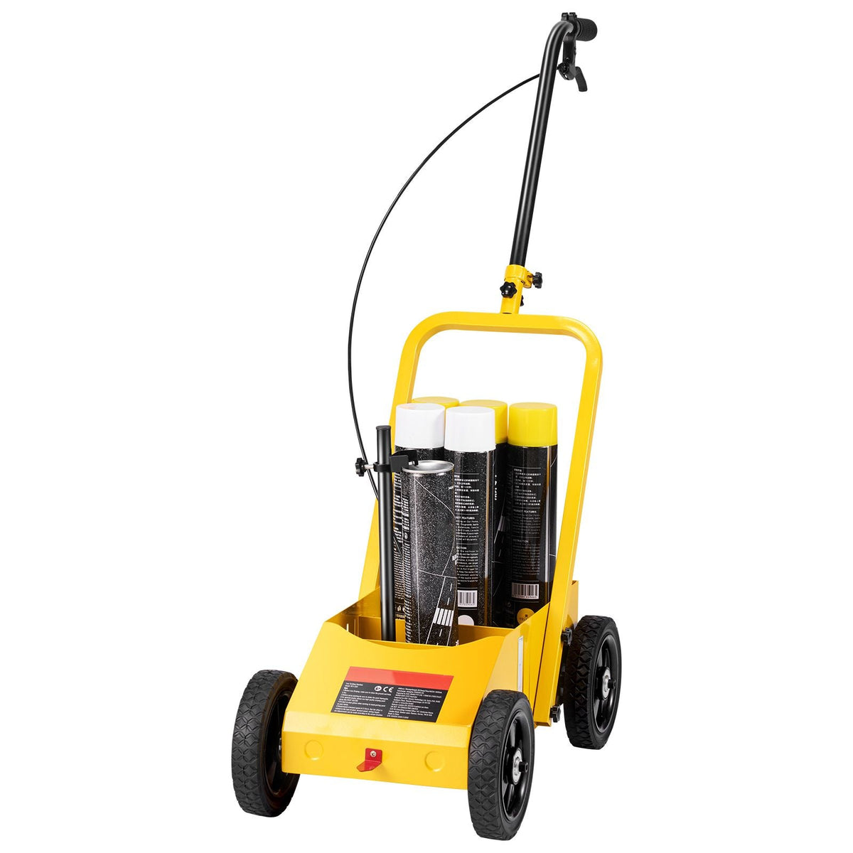 Striping Line Marking Machine, 24 x 13 x 35.4 inch, 4-Wheel, Heavy Duty Striping Line Machine with 2-4 inch Adjustable Width, Make Clear Edge Line for Roads, Parking Lots, Sports Field, Yellow