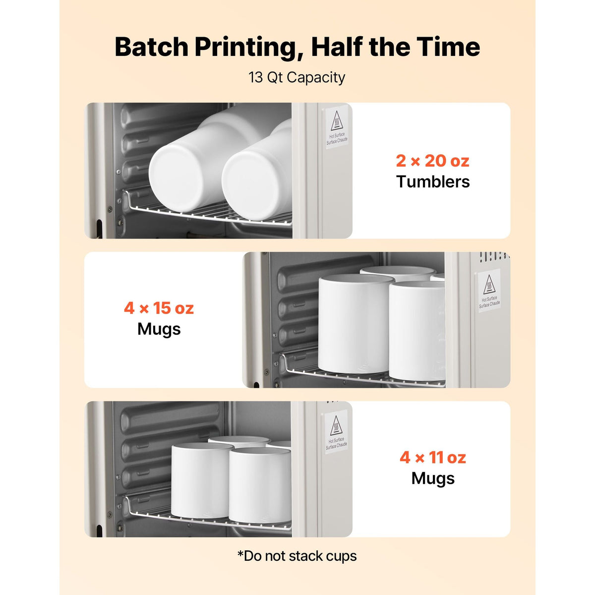 Sublimation Oven Machine, 13 Qt, Fits 20oz Tumblers, with 1 Heat Air Gun, 50 Shrink Films, 1 Tape and 2 Heat Gloves, Oven for Sublimation Blank Tumblers, Mugs, Bowls, Off-White