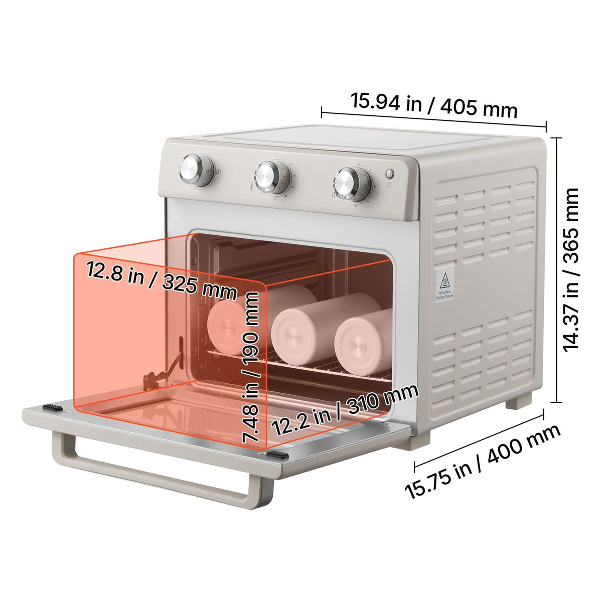 Sublimation Oven Machine, 26 Qt, Fits 40oz Tumblers, with 1 Heat Air Gun, 50 Shrink Films, 1 Tape and 2 Heat Gloves, 360° Turbo Convection for Sublimation Blank Tumblers, Mugs, Bowls, Off-White