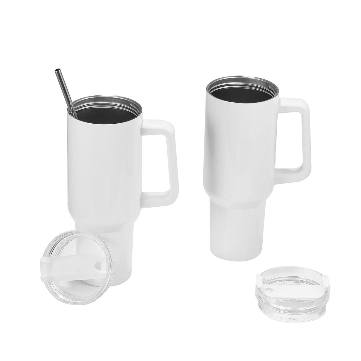 Sublimation Tumblers, 8 Pack, 40 oz Tumblers Bulk with Handle, Stainless Steel Sublimation Cups with Lids and Straws, Double Wall Insulated Tumbler Blank, for DIY Personalized Customization