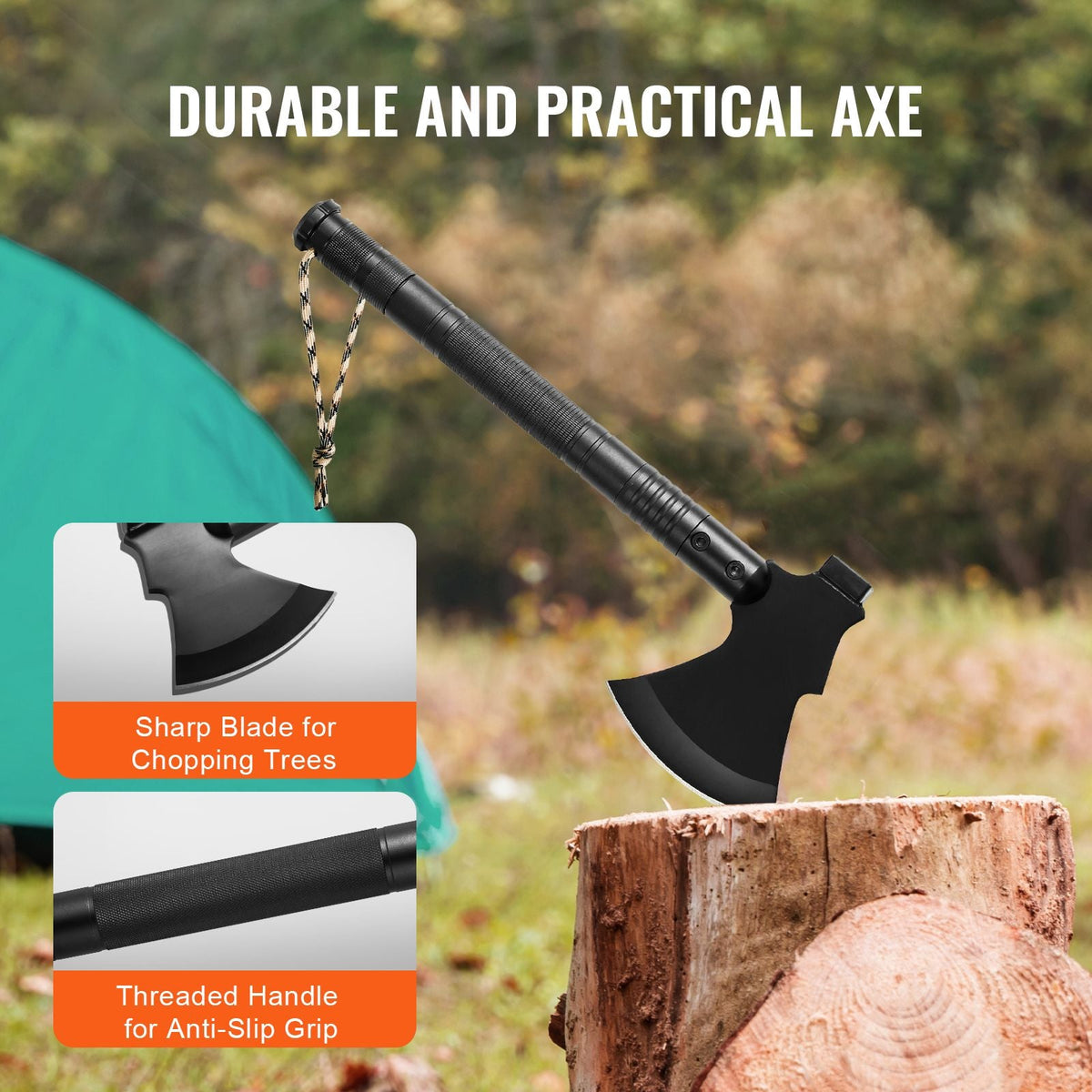Survival Shovel Survival Axe, 16-in-1 Camping Folding Shovels with Hatchet, Stainless Steel Tactical Shovel Hatchet Combo, Multifunctional Emergency Survival Gear Equipment for Camping Hiking