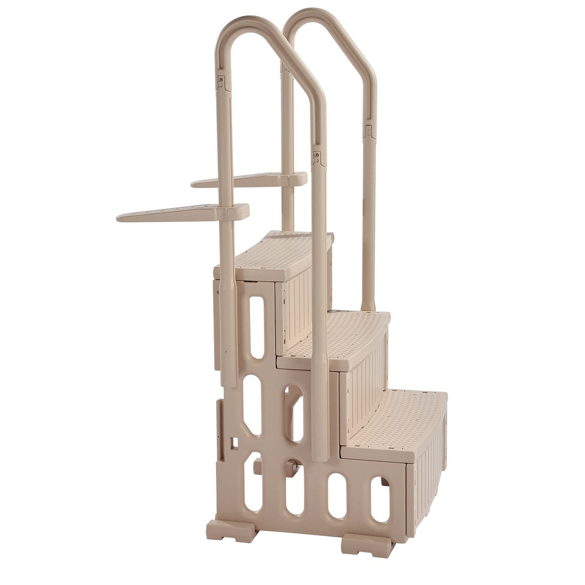 Swimming Pool Ladder, 3-Step Double Handrails Stairs with Non-slip Heavy Duty Steps, Max Load Capacity 400 lbs, for 36-48 Inch Inground & Above-ground Pools of Any Decking Surface, Taupe