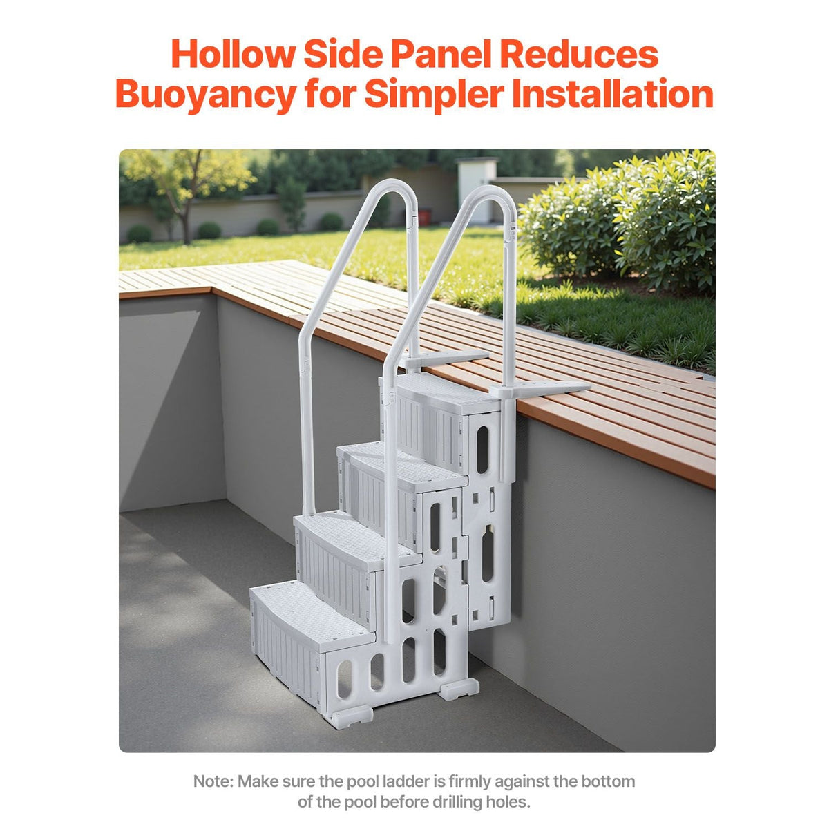 Swimming Pool Ladder, 4-Step Double Handrails Stairs with Non-slip Heavy Duty Steps, Reliable 400 lbs Max Load Capacity, for 48-54 In Inground & Above-ground Pools of Any Decking Surface, Grey