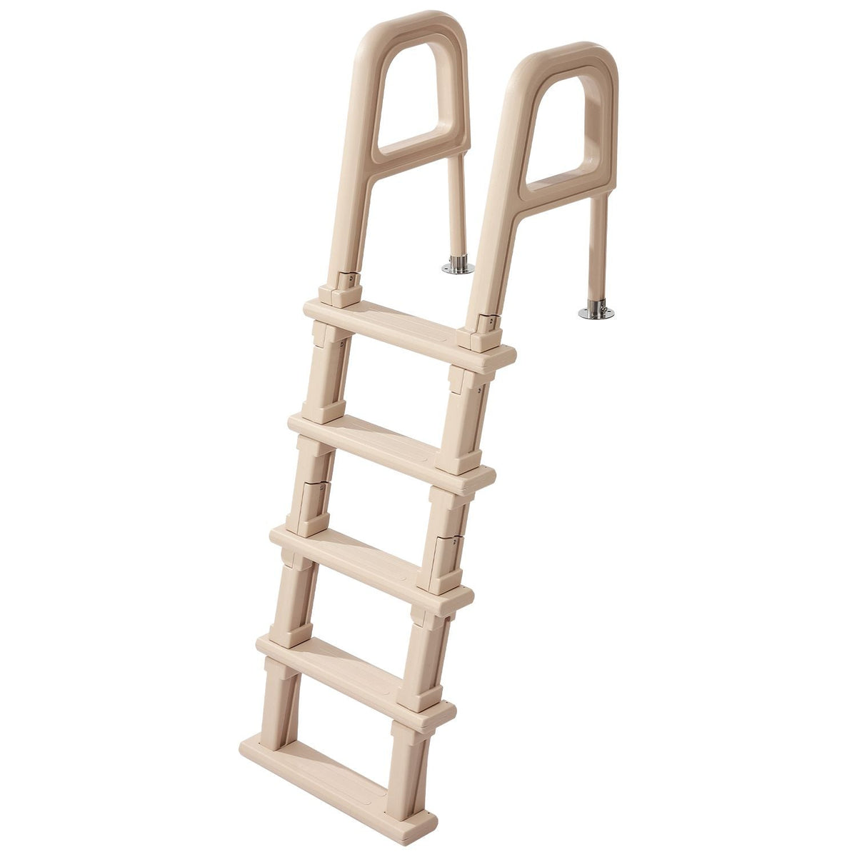 Swimming Pool Ladder, Inclined 5-Step Double Handrails Stair, Non-slip Heavy Duty Step, Load Capacity 300 lb, for 48-54" Inground & Above-ground Pools of Any Deck Surface Indoor & Outdoor, Taupe