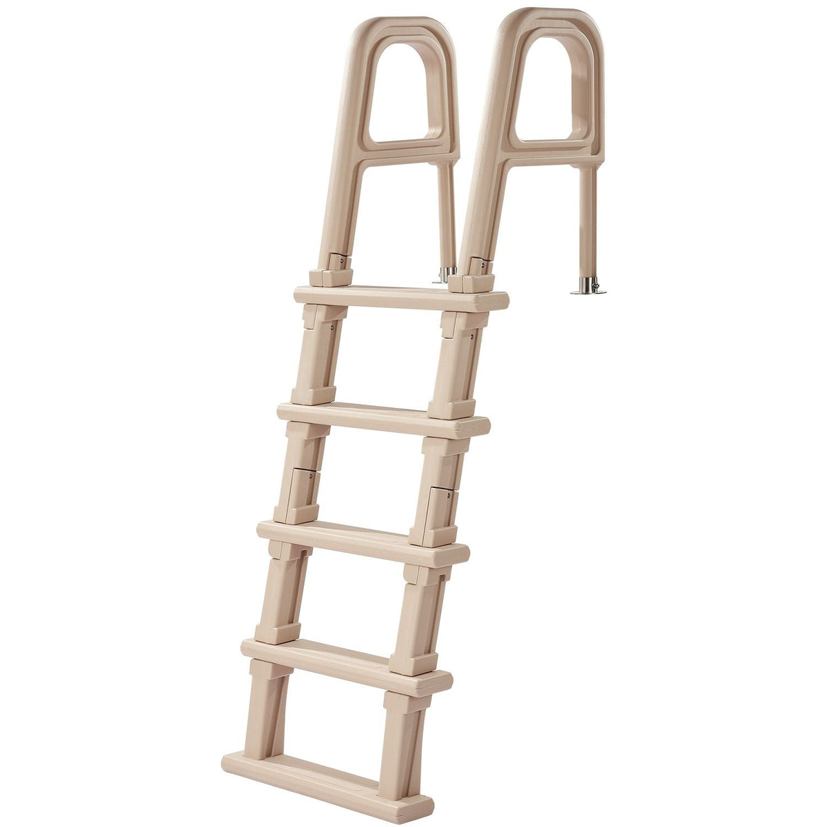 Swimming Pool Ladder, Inclined 5-Step Double Handrails Stair, Non-slip Heavy Duty Step, Load Capacity 300 lb, for 48-54" Inground & Above-ground Pools of Any Deck Surface Indoor & Outdoor, Taupe
