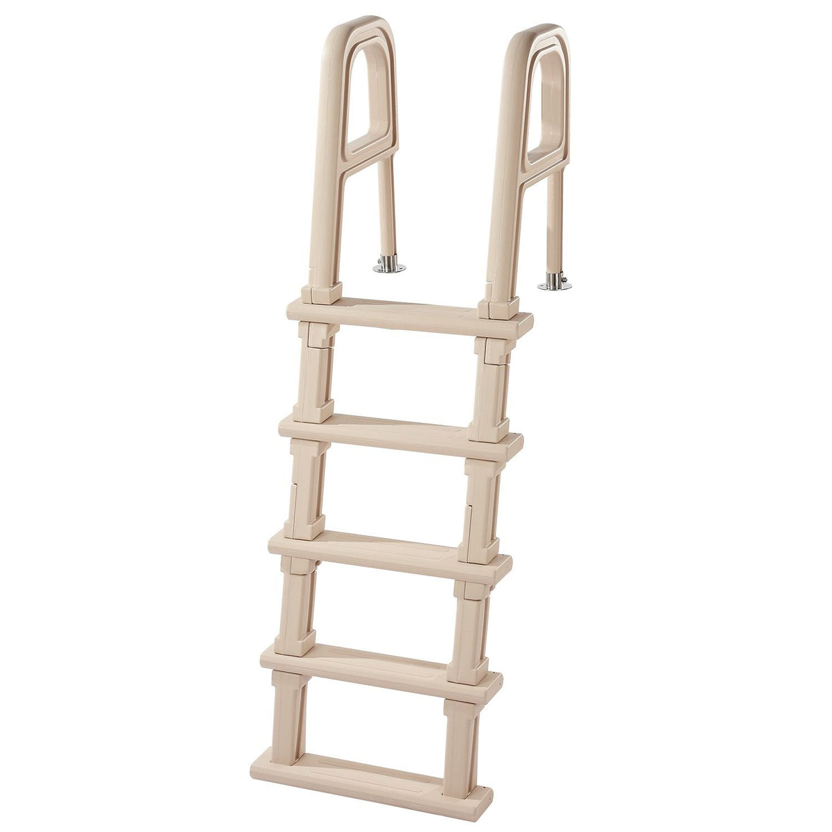 Swimming Pool Ladder, Inclined 5-Step Double Handrails Stair, Non-slip Heavy Duty Step, Load Capacity 300 lb, for 48-54" Inground & Above-ground Pools of Any Deck Surface Indoor & Outdoor, Taupe