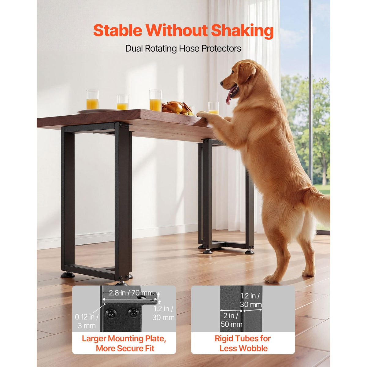 Table Legs, 29.1" H x 17.7" W Square T Shape Steel Furniture Legs, Modular Design, Easy Assembly, 2204 lbs Max Load Heavy Duty, for Home Office Desk, Dinner Table, Workbenches, Set of 2, Black