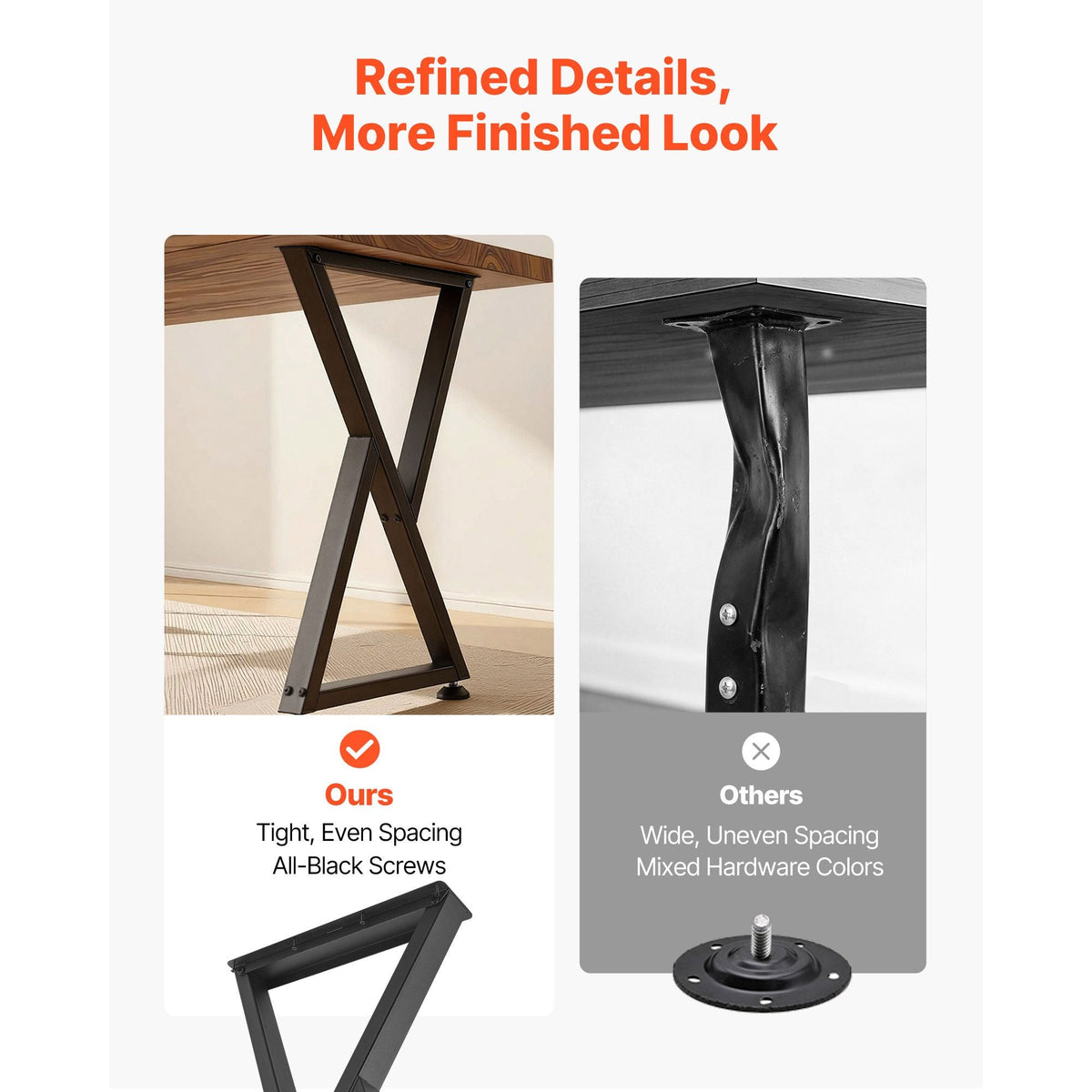 Table Legs, 29.1" H x 18.6" W Steel Furniture Legs, Modular Design, Easy Assembly, 2204 lbs Max Load Heavy Duty, Z Shape for Home Office Desk DIY, Coffee Dinner Tables, Workbench,2 PCS, Black