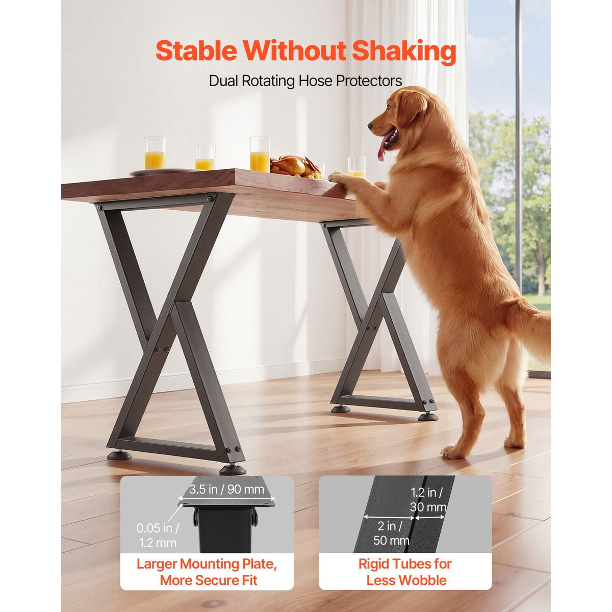 Table Legs, 29.1" H x 18.6" W Steel Furniture Legs, Modular Design, Easy Assembly, 2204 lbs Max Load Heavy Duty, Z Shape for Home Office Desk DIY, Coffee Dinner Tables, Workbench,2 PCS, Black