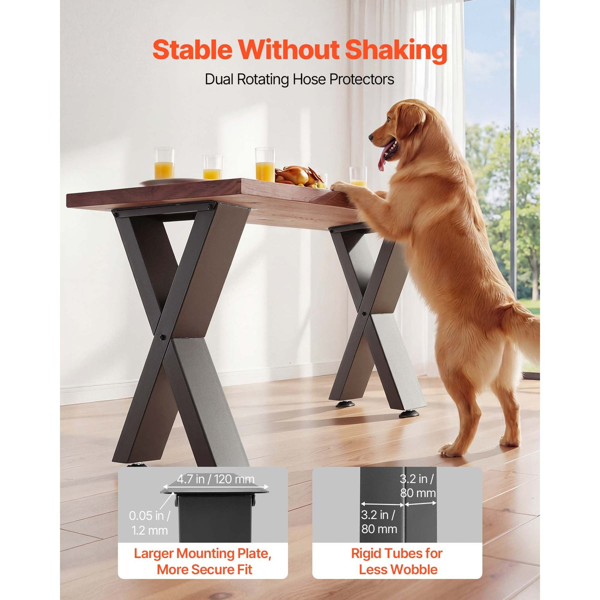 Table Legs, 29.5" H x 23.6" W Steel Furniture Legs, Modular Design, Easy Assembly, 2204 lbs Max Load Heavy Duty, for Home Office Desk, Coffee Dinner Bar Tables, Workbench,2 PCS, X Frame, Black