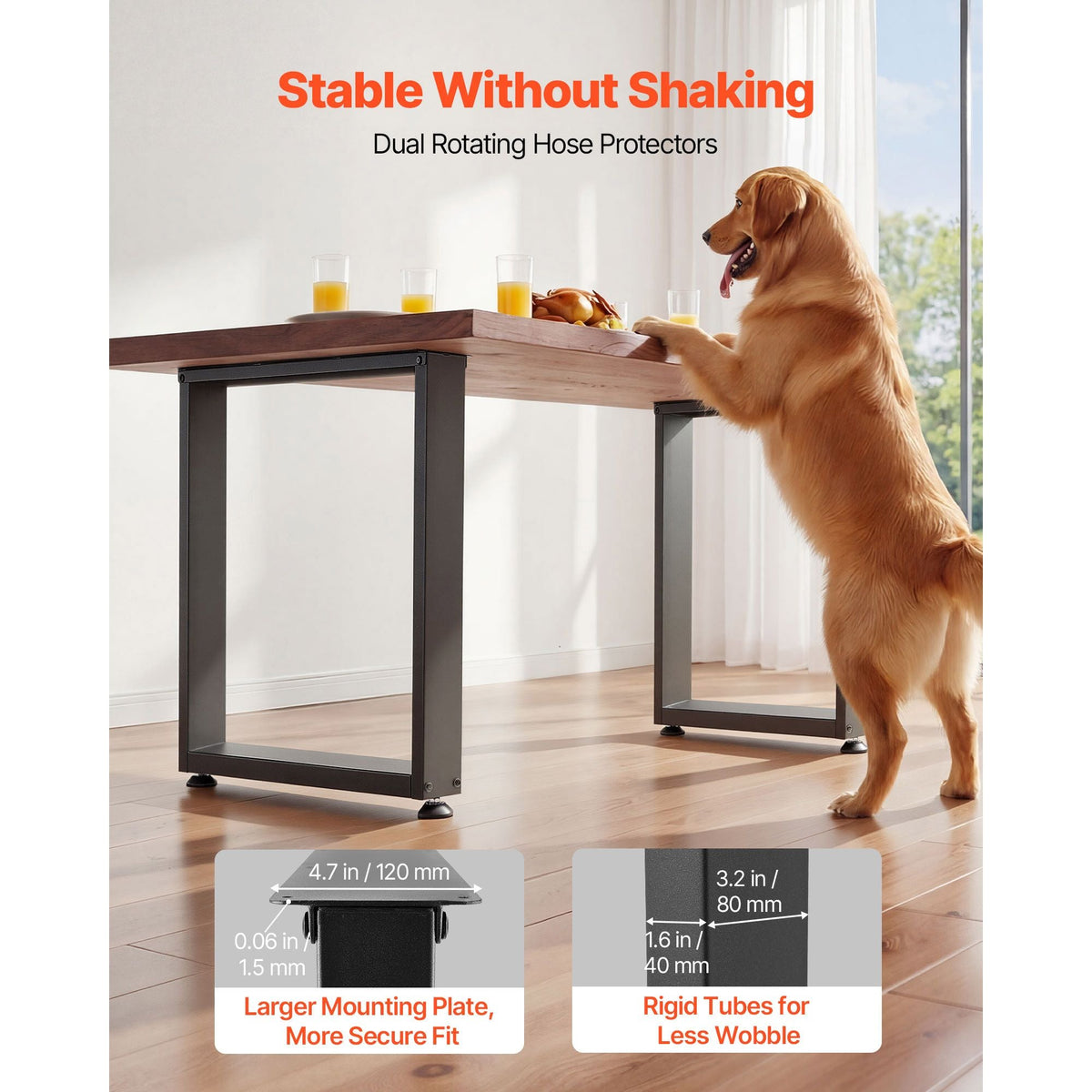 Table Legs, 29.5" H x 35.4" W Square Steel Furniture Legs, Modular Design, Easy Assembly, 2204 lbs Max Load Heavy Duty, for Home Office Desk, Workbenches, Dinner Bar Tables, Set of 2, Black