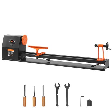 Tabletop Wood Lathe, Dimensions 14x40 inches, Motor Power 0.5 HP 370W, Features Variable Speeds 885/1245/1715/2425 RPM, Includes Chisels, Faceplate, Plastic Handle, Hex Wrench, Ideal for Craf