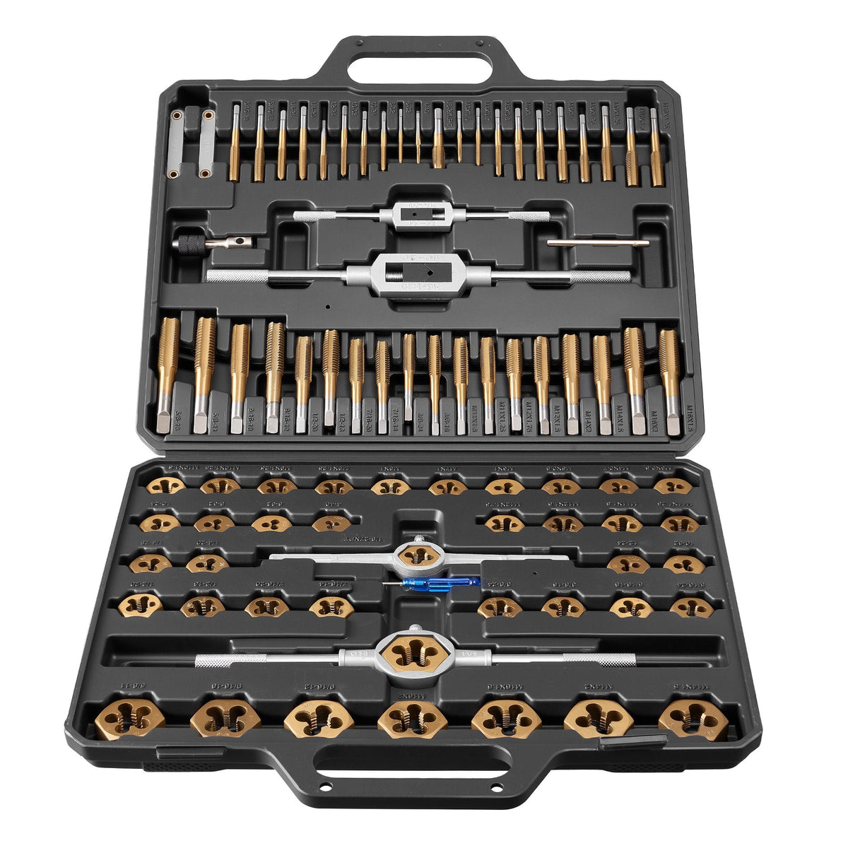 Tap and Die Set, 86-Piece Metric and SAE Sizes M3 to M12, #4 to 5/8", with Coarse and Fine Thread Taps and Dies, Wrench, Carrying Case and Complete Accessories, for Threading and Rethreading