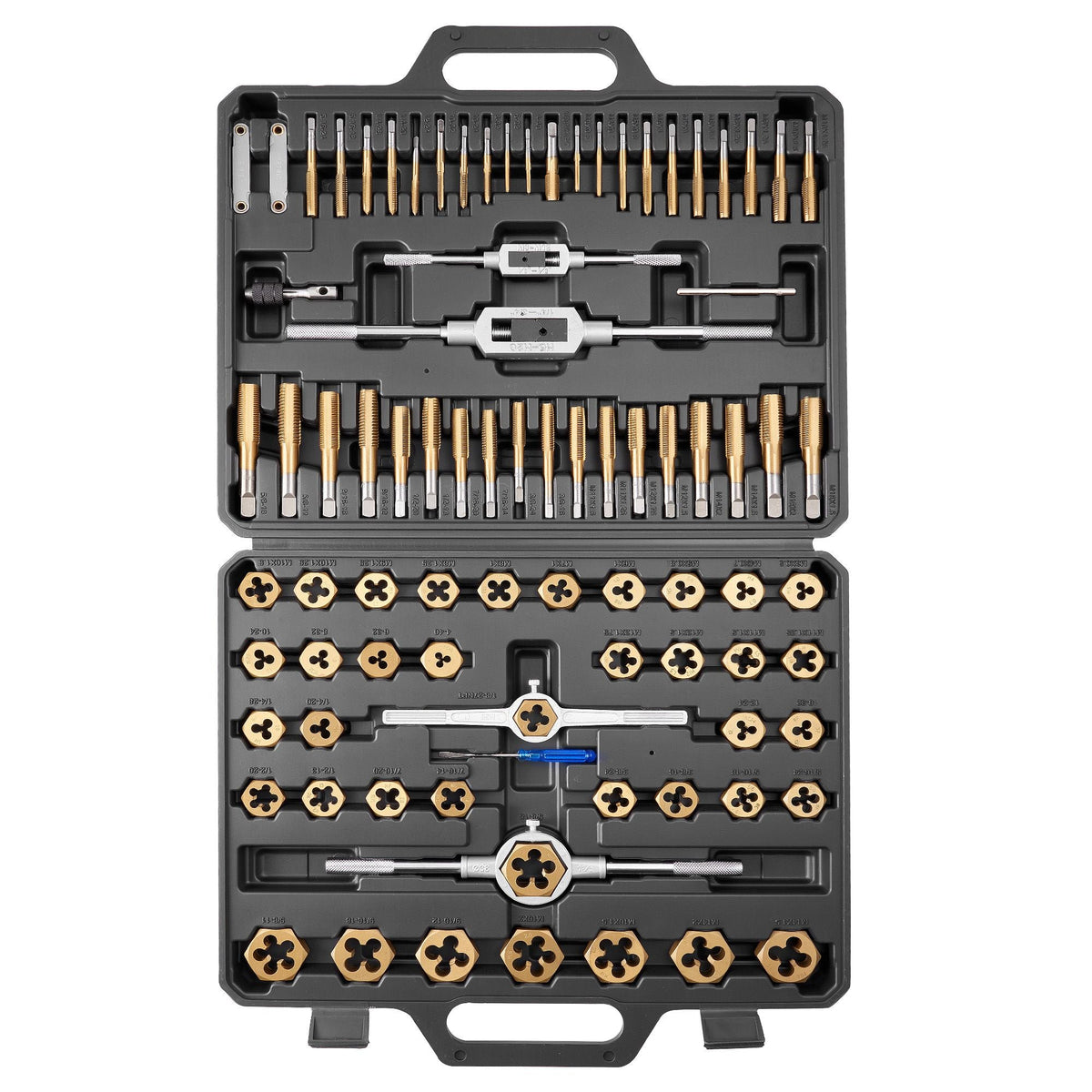 Tap and Die Set, 86-Piece Metric and SAE Sizes M3 to M12, #4 to 5/8", with Coarse and Fine Thread Taps and Dies, Wrench, Carrying Case and Complete Accessories, for Threading and Rethreading