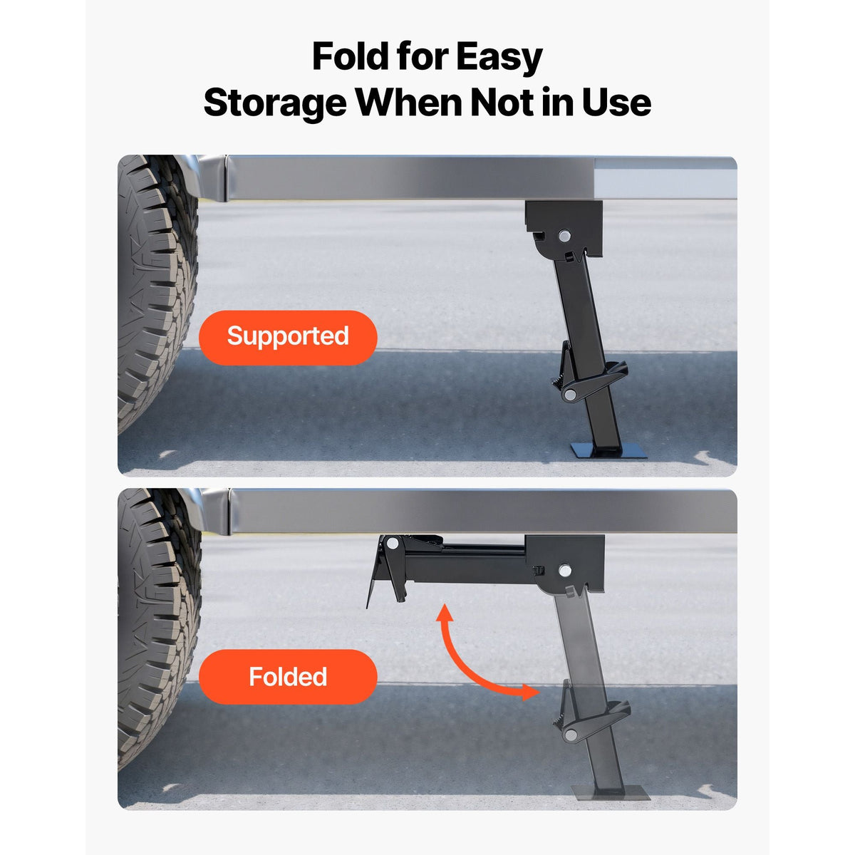 Telescoping Stabilizer Jack, 2PCS Telescoping Folding Trailer Jack, Trailer Swing Down Stabilizer Jack for RV Trailer, Supports 1000lbs Capacity Each, Adjustable from 11.7 inch to 18.2 inch