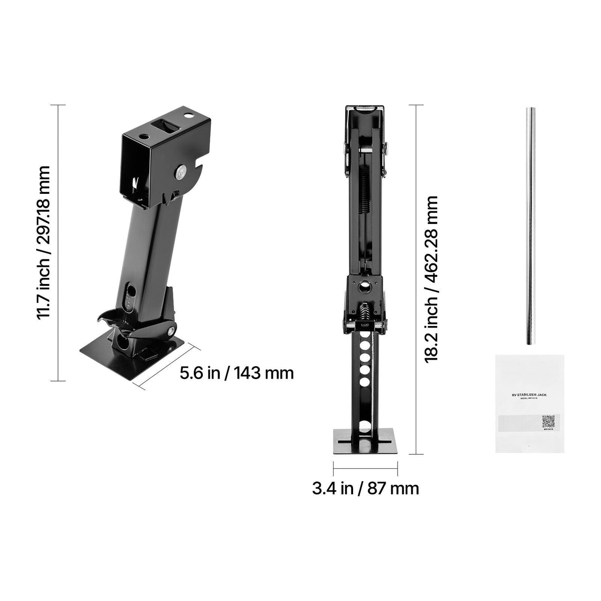 Telescoping Stabilizer Jack, 2PCS Telescoping Folding Trailer Jack, Trailer Swing Down Stabilizer Jack for RV Trailer, Supports 1000lbs Capacity Each, Adjustable from 11.7 inch to 18.2 inch