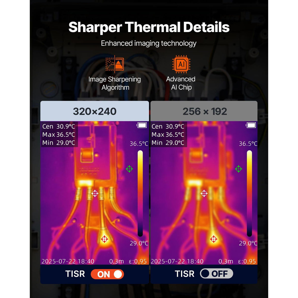 Thermal Camera, 320x240 TISR Super Resolution, Thermal Imaging Camera with 2MP Visual Camera, 256x192 IR Resolution, 25 HZ Refresh Rate, -4 to1022 Fahrenheit, 4 Image Modes & 6 Color Palettes
