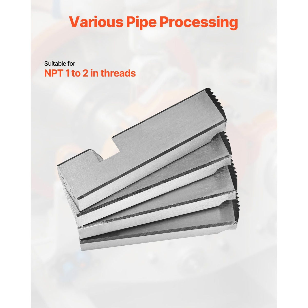 Threading Machine Dies, 1"-2" NPT Pipe Dies(4 Packs), Right-Handed HSS Pipe Threading Dies, Fit Integrated Pipe Threading Machines