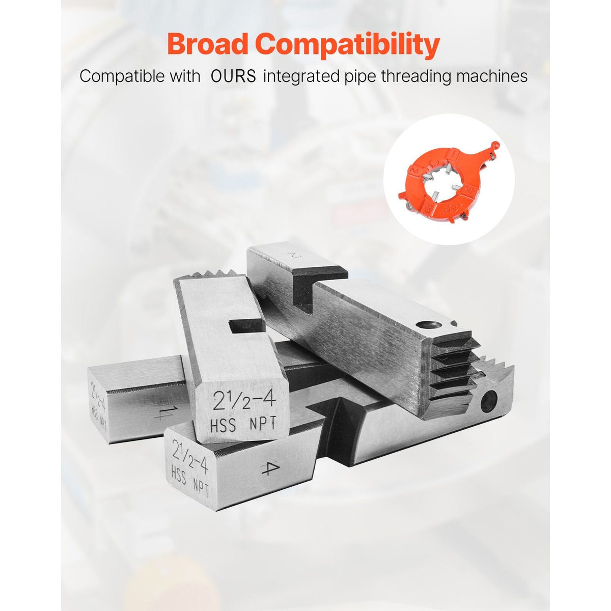 Threading Machine Dies, 2-1/2" to 4" NPT Pipe Dies(4 Packs), Right-Handed HSS Pipe Threading Dies, Fit Integrated Pipe Threading Machines