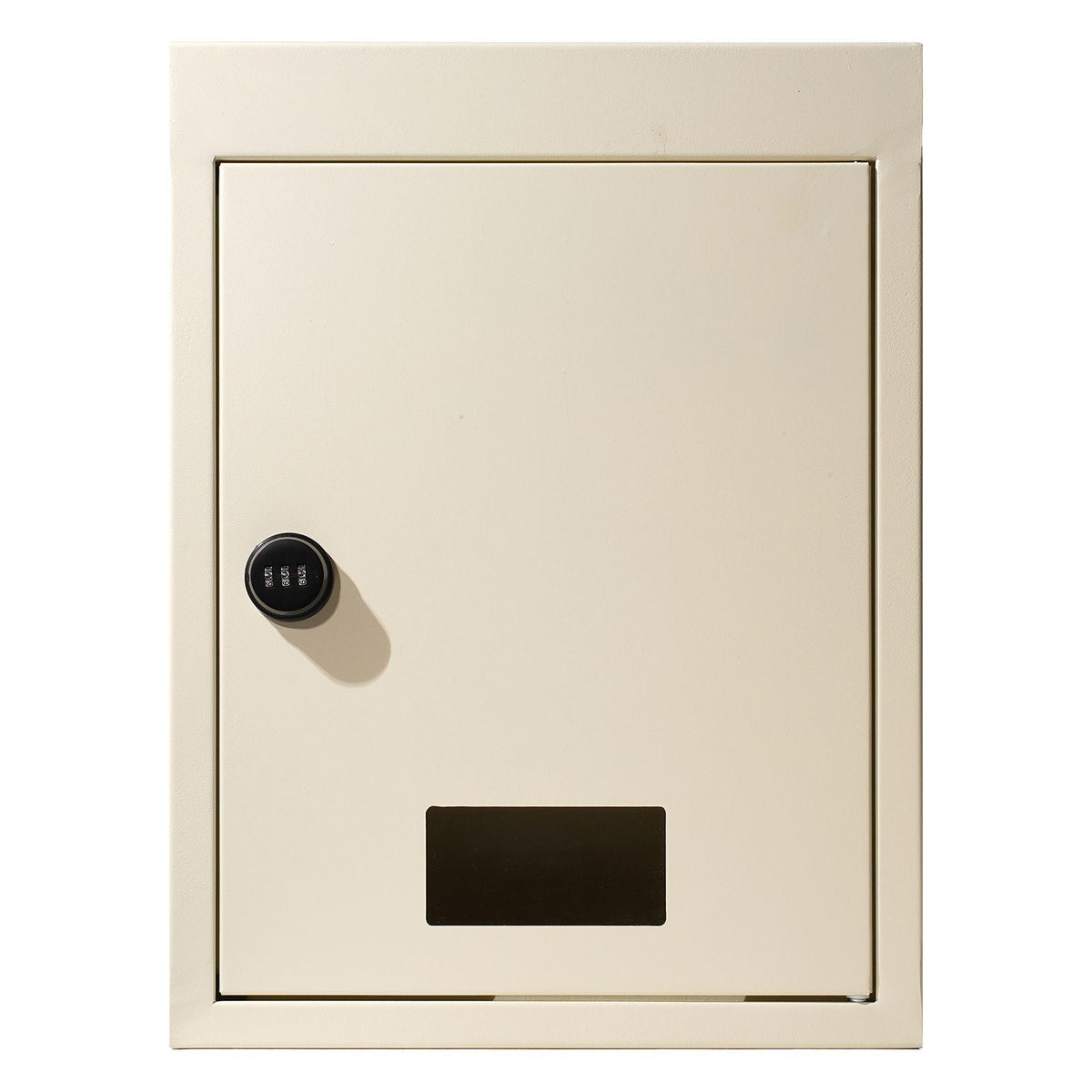 Through The Wall Drop Box, Heavy Duty Steel Through the Wall Mailbox with 2.8-7.9" 13" Combination Lock, 12.5x6.3x16.9" Mail Drop Box, Beige