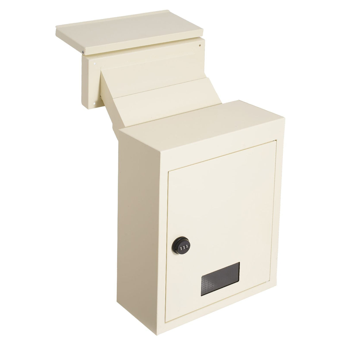 Through The Wall Drop Box, Heavy Duty Steel Through the Wall Mailbox with 2.8-7.9" 13" Combination Lock, 12.5x6.3x16.9" Mail Drop Box, Beige