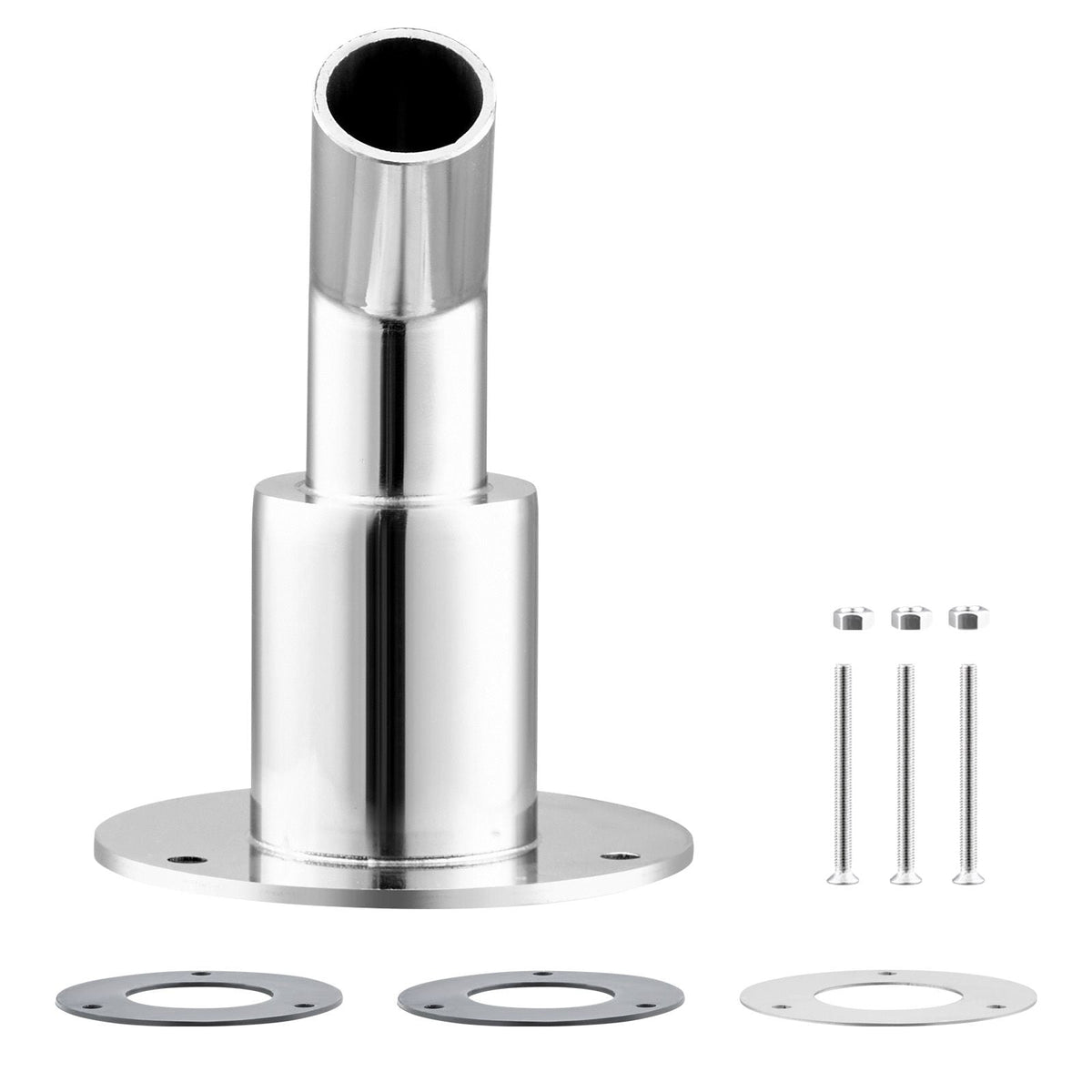 Thru Hull Exhaust Skin Fitting, 0.94 inch Diesel Heater Exhaust Skin Fitting, Elbow Hull Exhausts Pipe Socket Replacement with Screws, Nuts & Gasket for Diesel Heaters, 316 Stainless Steel