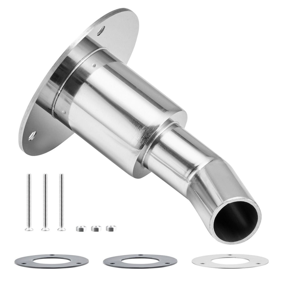 Thru Hull Exhaust Skin Fitting, 0.94 inch Diesel Heater Exhaust Skin Fitting, Elbow Hull Exhausts Pipe Socket Replacement with Screws, Nuts & Gasket for Diesel Heaters, 316 Stainless Steel