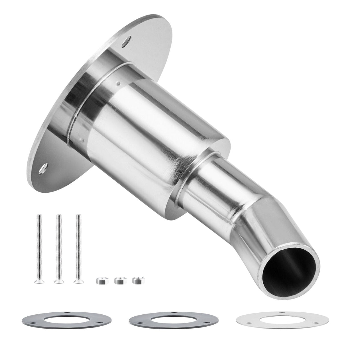 Thru Hull Exhaust Skin Fitting, 0.94 inch Diesel Heater Exhaust Skin Fitting, Elbow Hull Exhausts Pipe Socket Replacement with Screws, Nuts & Gasket for Diesel Heaters, 316 Stainless Steel