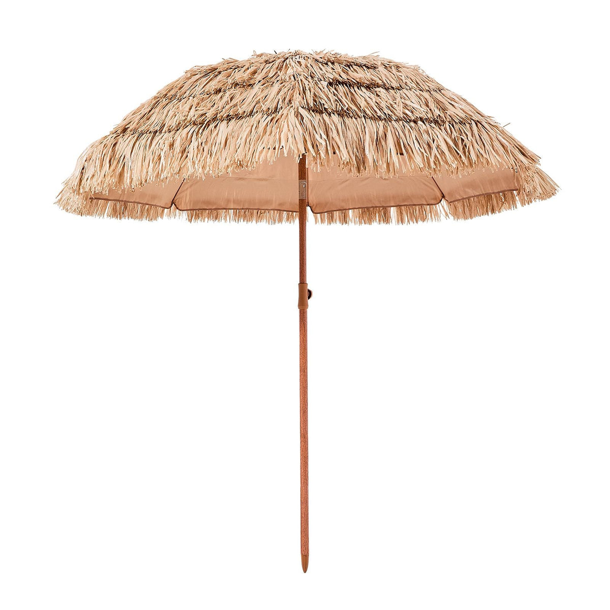 Tiki Umbrella, 6 ft Thatched Patio Umbrella with Tilt, Hawaiian Style Beach Parasol with Durable PP Thatch and 8 Metal Ribs, Grass Pool Umbrellas for Beach, Patio, Poolside, Backyard & Garden