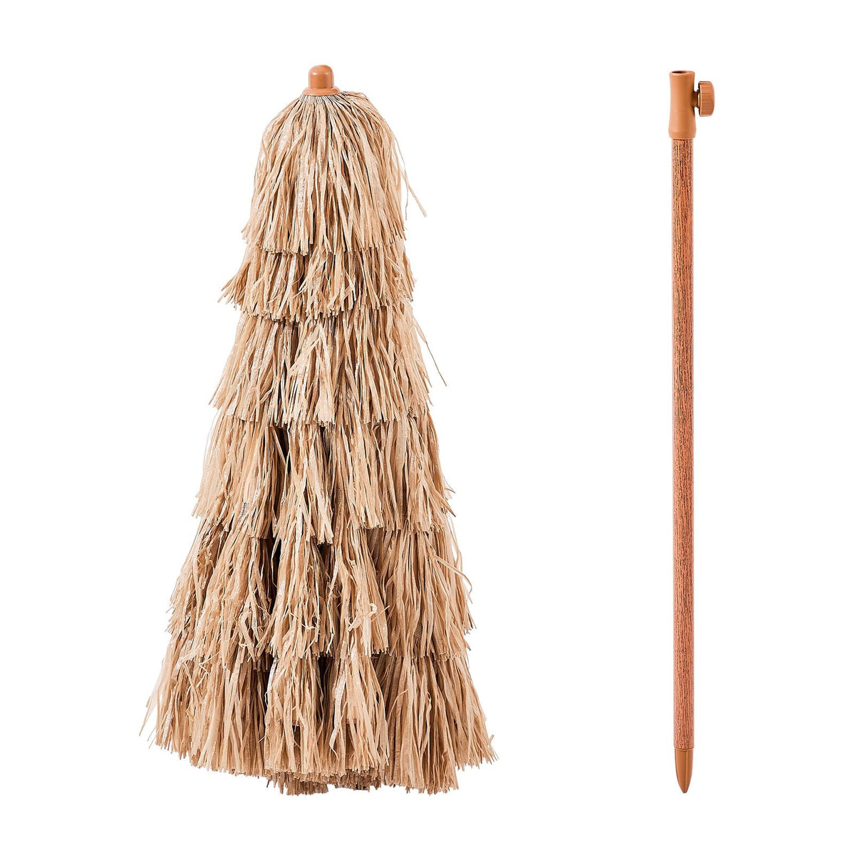 Tiki Umbrella, 6 ft Thatched Patio Umbrella with Tilt, Hawaiian Style Beach Parasol with Durable PP Thatch and 8 Metal Ribs, Grass Pool Umbrellas for Beach, Patio, Poolside, Backyard & Garden