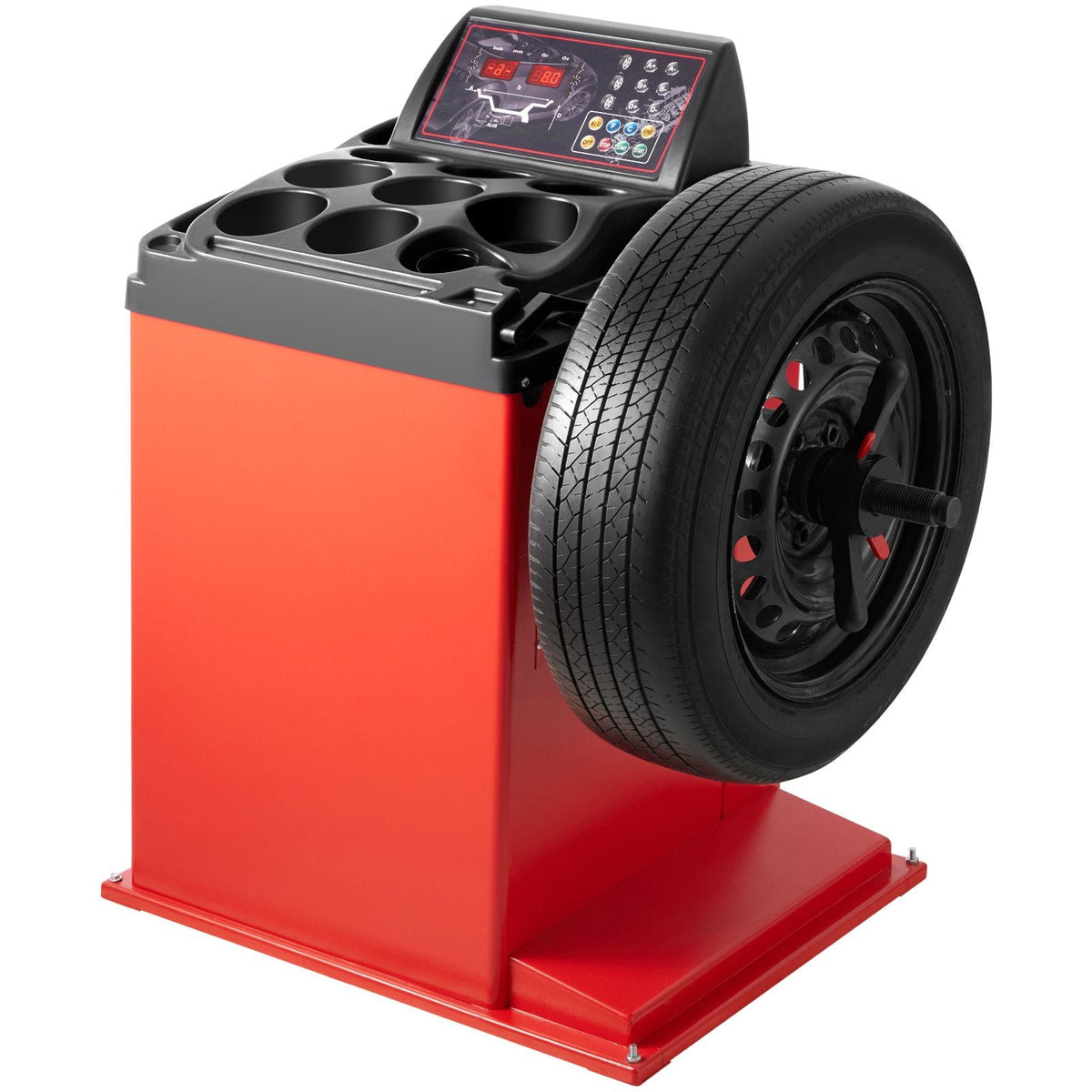 Tire Changer Machine, 18" Spindle, Durable Tire Balancer with 4 Size of Conic & 45# Steel, Reinforced Tire Balancer with Complete Measuring Tools & Multi-Compartment, Fit for 1.5"-18" Wide Tire