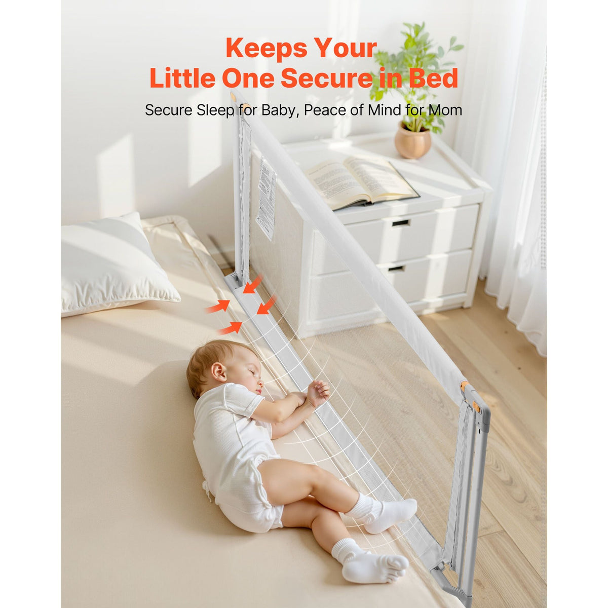 Toddler Bed Rail, Kids Beds Guard Rail with Reinforced Iron Pipe and Oxford Cloth, Adjustable Height Bed Side Railing, Portable Guard Bumper Barrier for Crib, Bunk, 59.06 x 35.04 in, 1 Piece