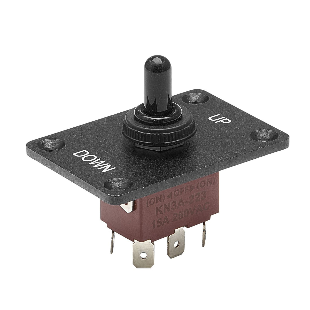 Toggle Switch, 6 Pin Momentary Polarity Reversing Toggle Switch (ON)-Off-(ON) DC 12V/30A AC 250V/15A - with Up Down Mounting Panel & Waterproof Boot Cap for Auto Car Marine Boat