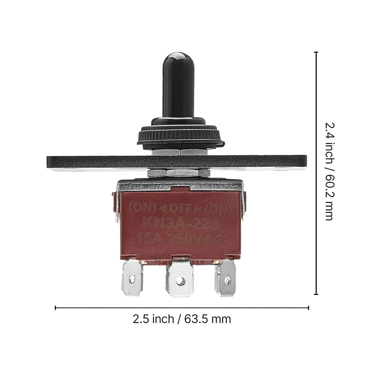 Toggle Switch, 6 Pin Momentary Polarity Reversing Toggle Switch (ON)-Off-(ON) DC 12V/30A AC 250V/15A - with Up Down Mounting Panel & Waterproof Boot Cap for Auto Car Marine Boat