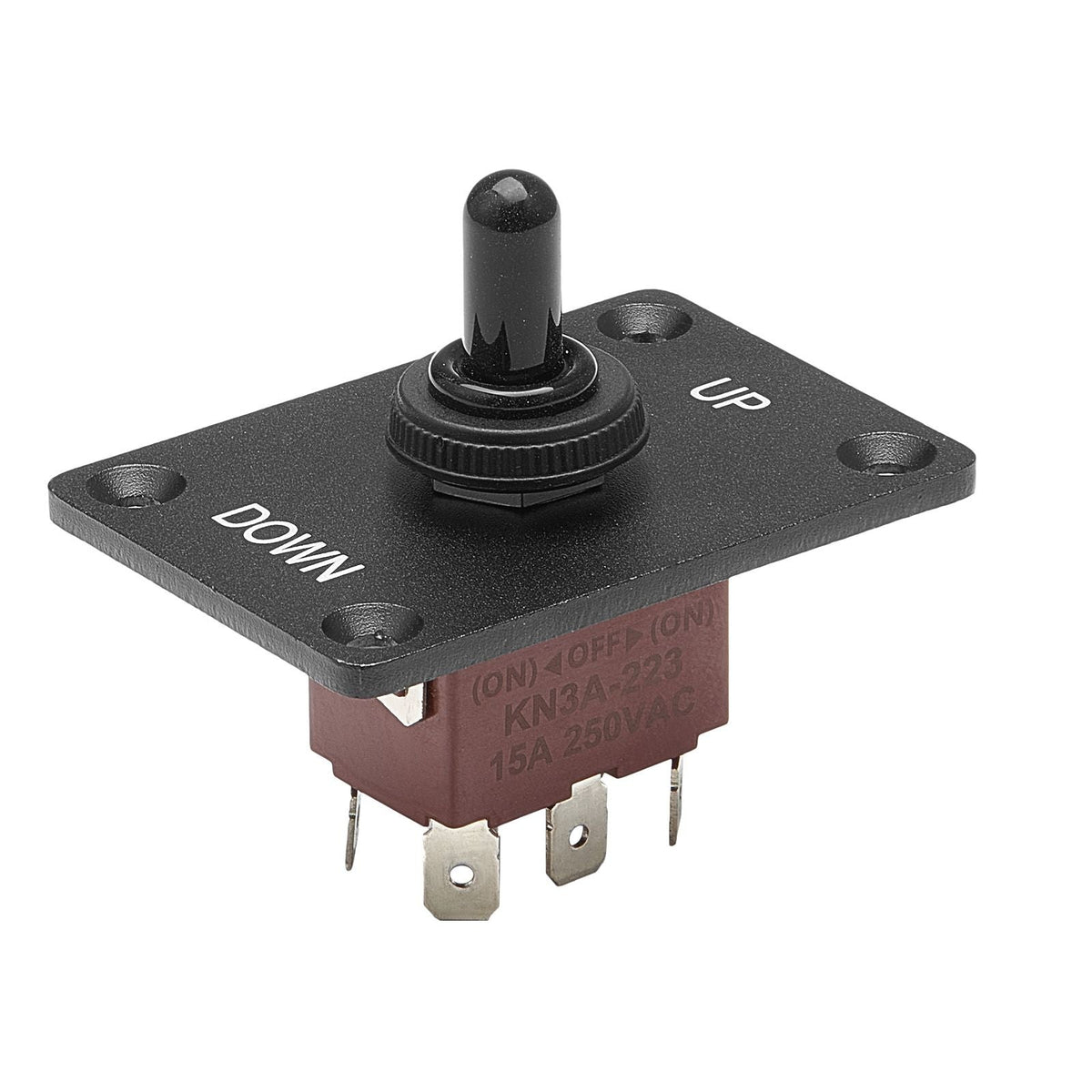 Toggle Switch, 6 Pin Momentary Polarity Reversing Toggle Switch (ON)-Off-(ON) DC 12V/30A AC 250V/15A - with Up Down Mounting Panel & Waterproof Boot Cap for Auto Car Marine Boat