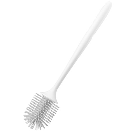 Toilet Brush and Holder Set, Toilet Bowl Brush and Holder with Comfortable PP Handle, Compact Bathroom Scrubber Cleaner, Deep Cleaning and Drip-Proof, for Bathroom, RV & Toilets (White & Grey)
