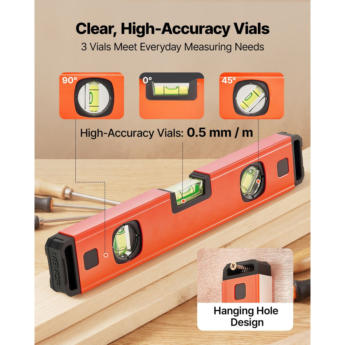 Torpedo Level, 4-Piece Included 4/12/24/40 in, Magnetic Leveler Tool Set Aluminum Alloy, with Clear 3 Green Vials, Hanging Hole, Box Beam Multi-angle Measurement for Construction Home Renovation