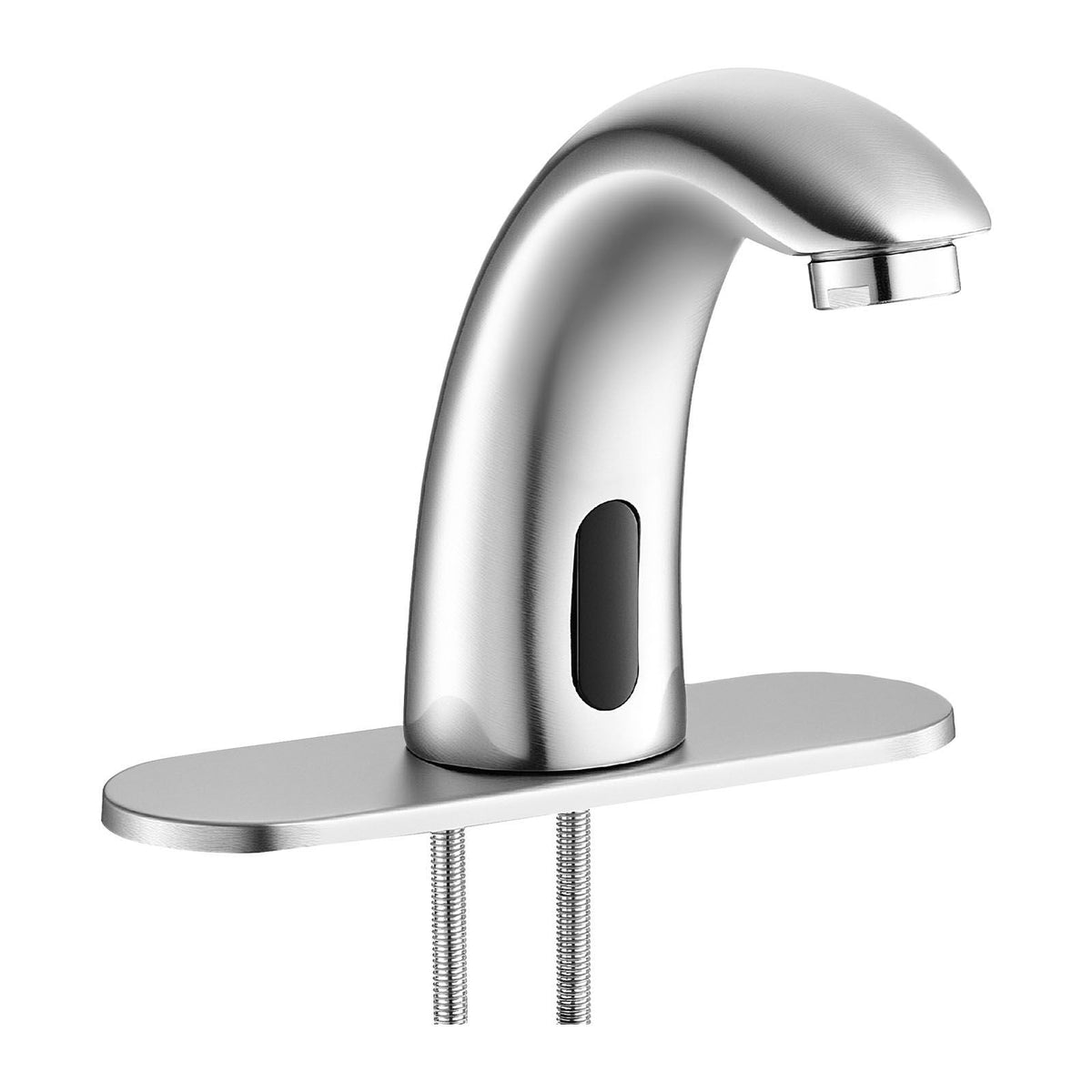 Touchless Bathroom Sink Faucet, Automatic Motion Sensor Restroom Toilet Faucet with Hole Cover Plate, Battery Operated,Adjustable Temp for 9/16 in Pipe Commercial Lavatory,Brushed Nickel Silver