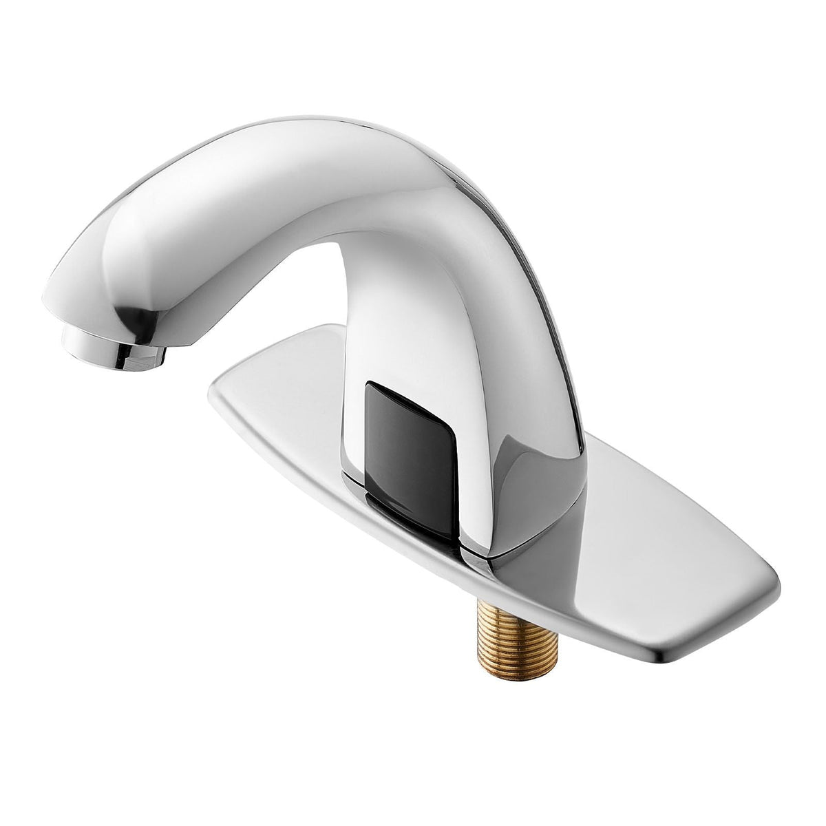 Touchless Bathroom Sink Faucet, Automatic Motion Sensor Restroom Toilet Faucet with Hole Cover Plate, Battery Operated,Adjustable Temp for 9/16 in Pipe Commercial Lavatory,Chrome Plated Silver