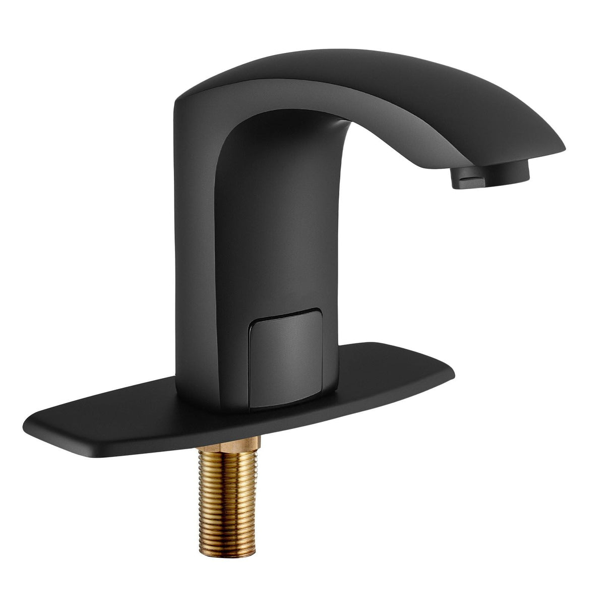 Touchless Bathroom Sink Faucet, Automatic Motion Sensor Restroom Toilet Faucet with Hole Cover Plate, Battery Operated,Adjustable Temperature for 9/16 in Pipe Commercial Lavatory,Matte Black