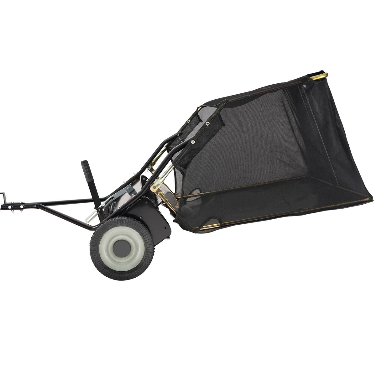 Tow Behind Lawn Sweeper 44 inch, 25 cu. ft Large Capacity Heavy Duty Leaf & Grass Collector with Adjustable Sweeping Height, Dumping Rope Design for Picking Up Debris and Grass