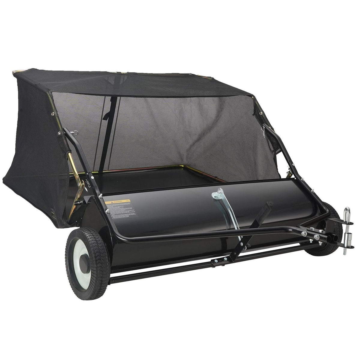 Tow Behind Lawn Sweeper 44 inch, 25 cu. ft Large Capacity Heavy Duty Leaf & Grass Collector with Adjustable Sweeping Height, Dumping Rope Design for Picking Up Debris and Grass
