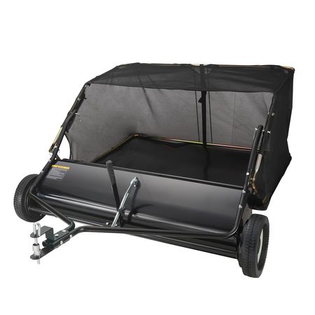 Tow Behind Lawn Sweeper 44 inch, 25 cu. ft Large Capacity Heavy Duty Leaf & Grass Collector with Adjustable Sweeping Height, Dumping Rope Design for Picking Up Debris and Grass