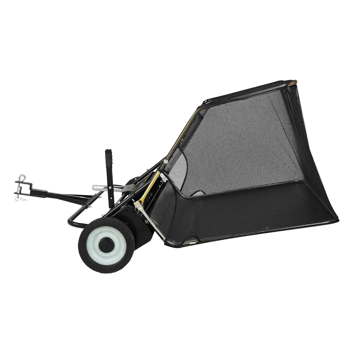 Tow Behind Lawn Sweeper, 48 in Pull Behind Yard Sweeper, 26 cu. ft Hopper Bag Capacity, Leaf & Grass Collector with Dumping Rope, Adjustable Sweeping Height, Garden Sweepers for Lawn Farm