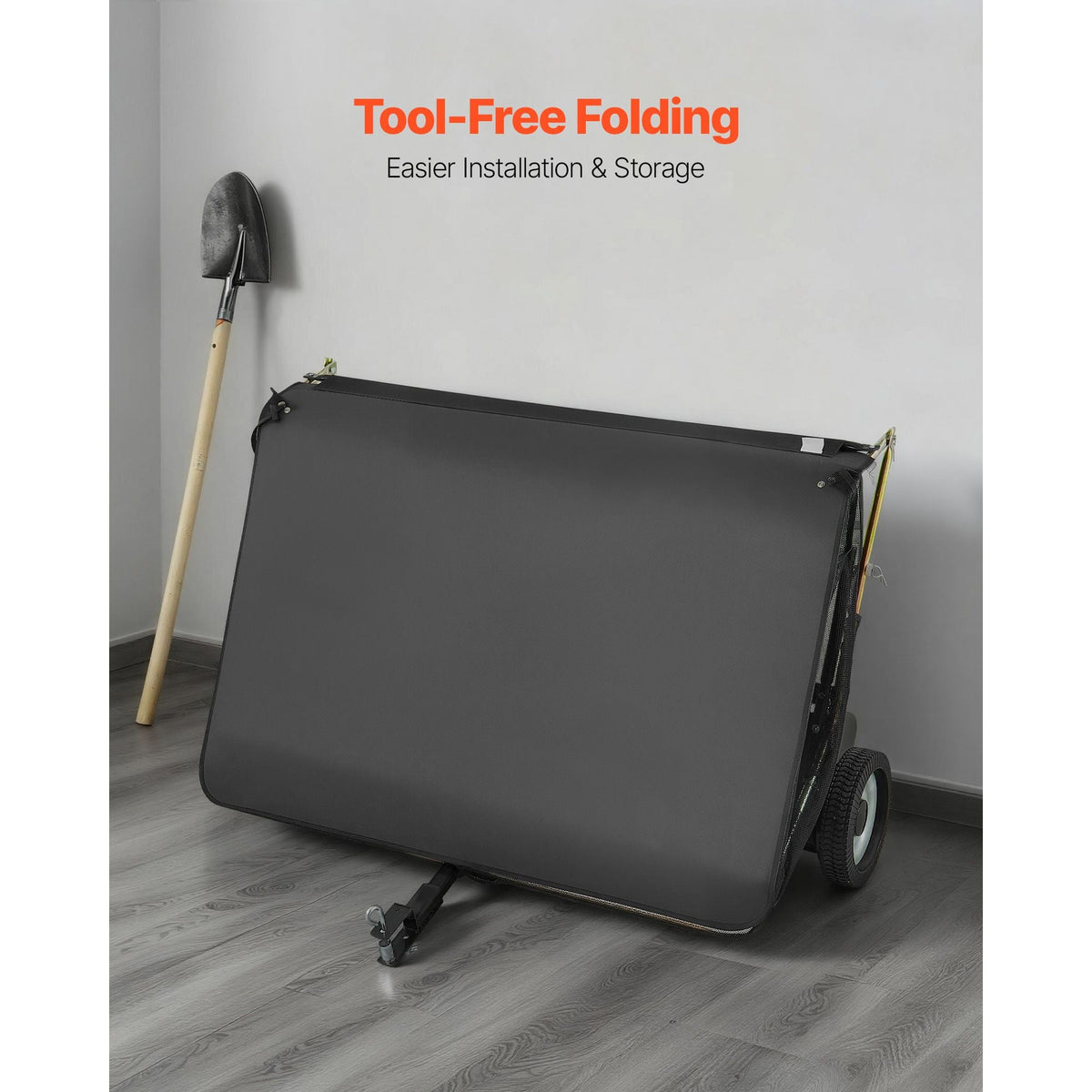 Tow Behind Lawn Sweeper, 48 in Pull Behind Yard Sweeper, 26 cu. ft Hopper Bag Capacity, Leaf & Grass Collector with Dumping Rope, Adjustable Sweeping Height, Garden Sweepers for Lawn Farm