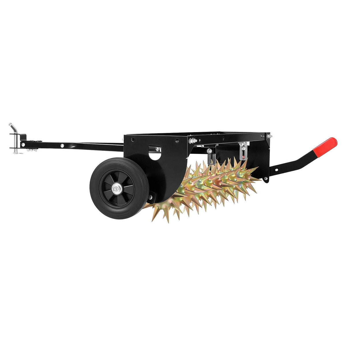 Tow Behind Plug Aerator, 40 in Lawn Spike Aerator with Universal Hitch, 150lbs Weight Capacity, Heavy Duty & Rust-Resistant, Pull Behind Aeration Tool with Tray for Farmland & Garden Tractors